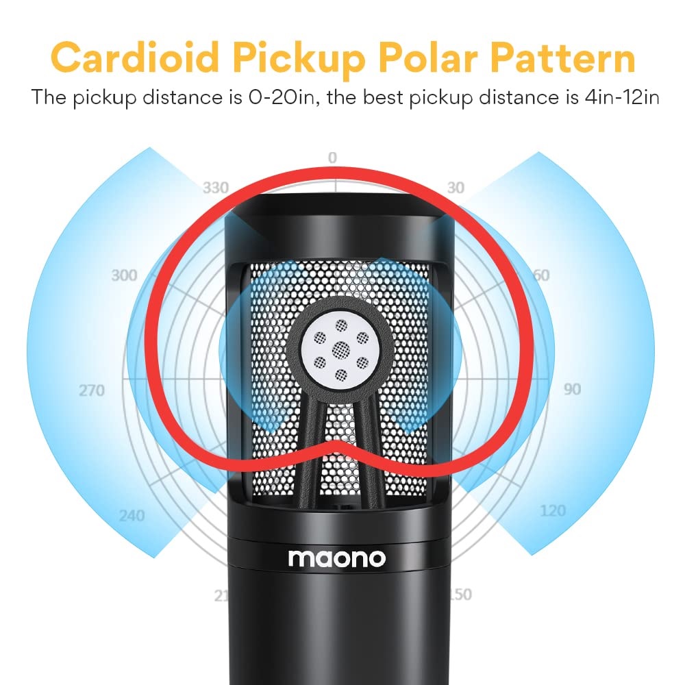MAONO MICROFONO DE ESTUDIO DE CONDESADOR CON PARAL DE MESA CON CABLE MINI PLUG