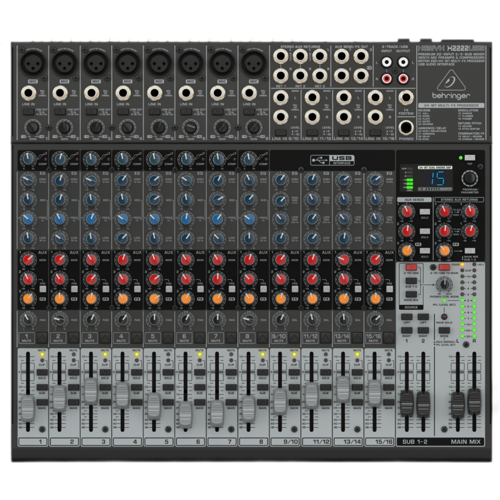 BEHRINGER XENYX X2222USB Consola 22 Entradas, 2/2 BUS, con Efecto, USB, Interfaz