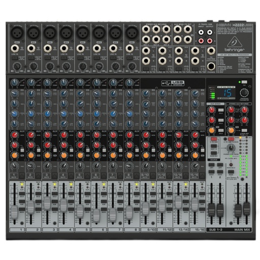 [XENYX X2222USB] BEHRINGER XENYX X2222USB Consola 22 Entradas, 2/2 BUS, con Efecto, USB, Interfaz
